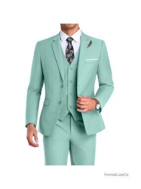Men's 3-Piece Slim Fit Suit Jacket Vest Pant Tie Set